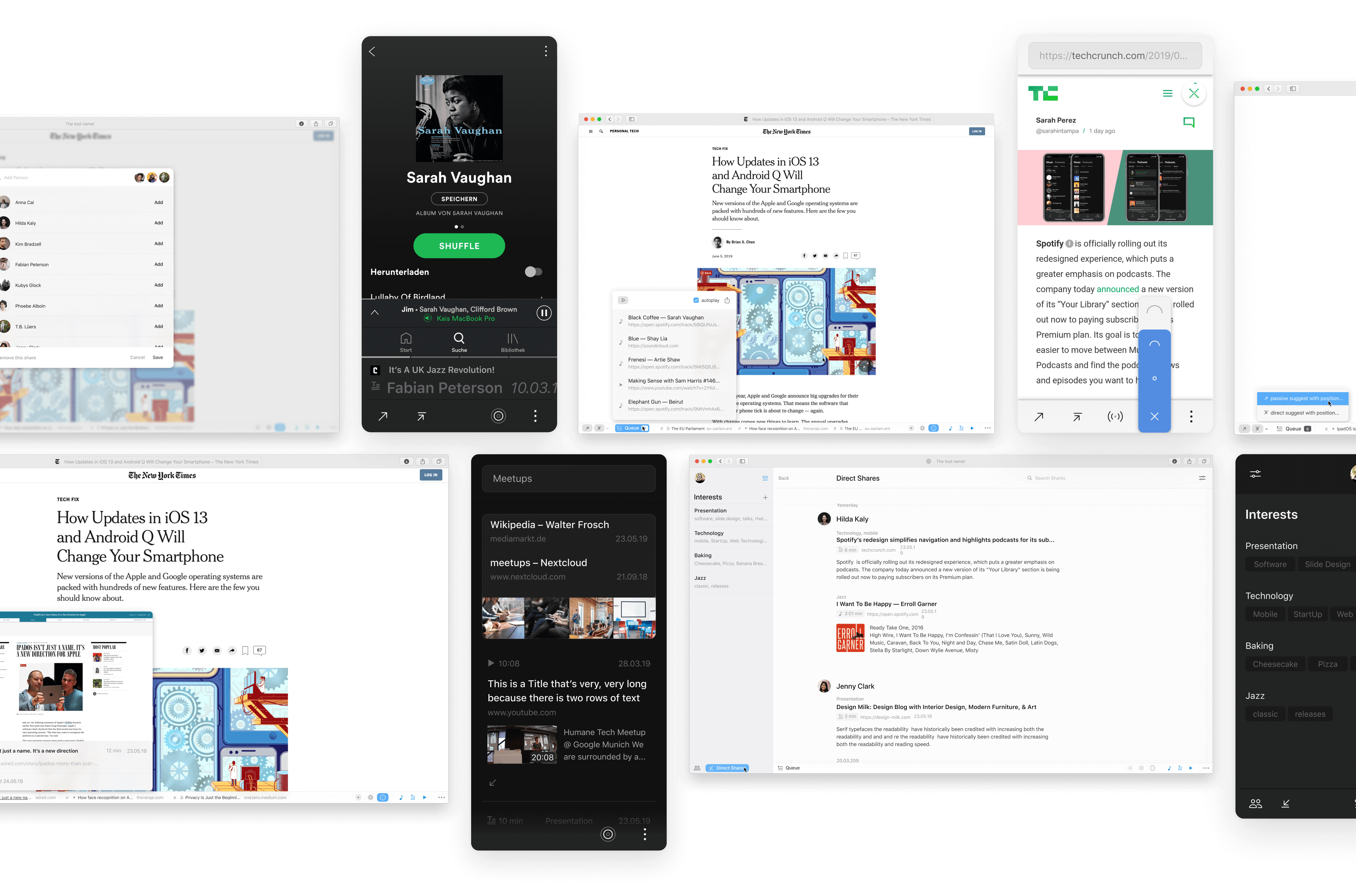 A grid of images showing different mobile and desktop designs from our concept